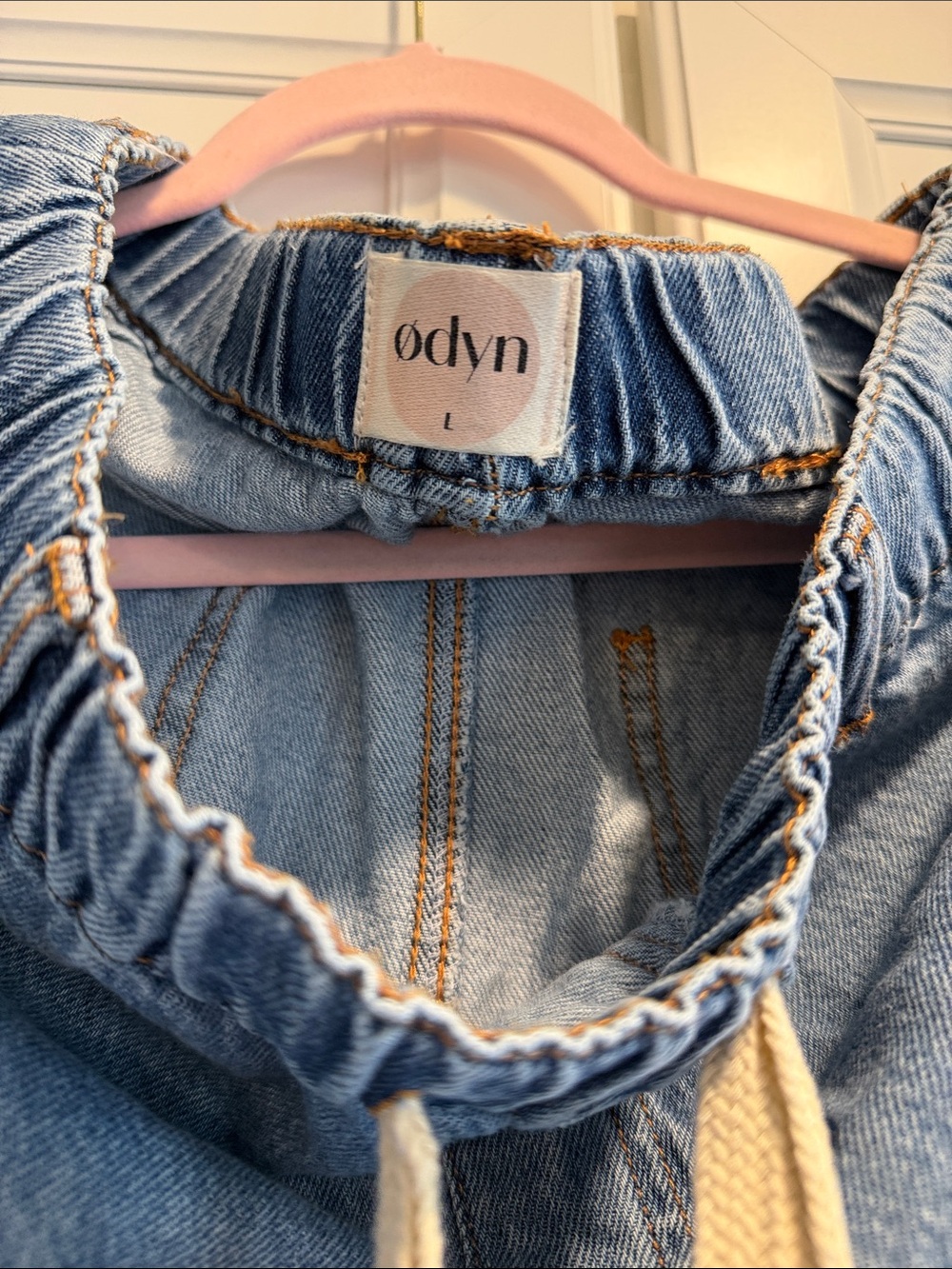 Odyn Light Blue Women's Wide Leg Drawstring Jeans